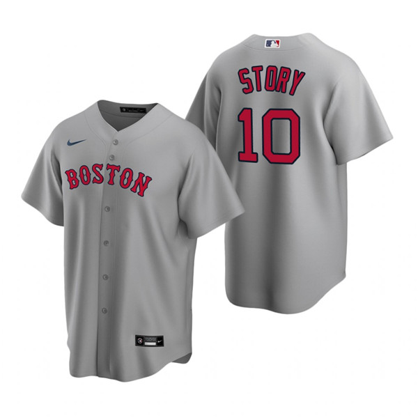 Personalized Men’s Boston Red Sox #10 Trevor Story Grey Cool Base Stitched Baseball Jersey