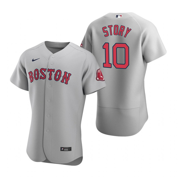 Personalized Men’s Boston Red Sox #10 Trevor Story Grey Flex Base Stitched Baseball Jersey