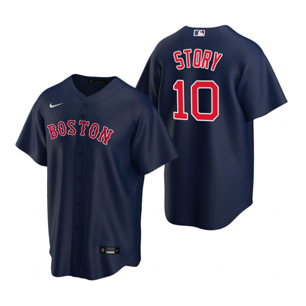 Personalized Men’s Boston Red Sox #10 Trevor Story Navy Cool Base Stitched Baseball Jersey