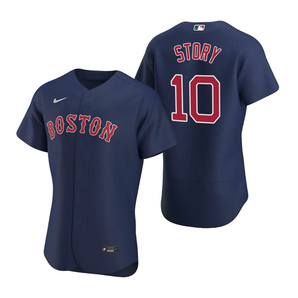 Personalized Men’s Boston Red Sox #10 Trevor Story Navy Flex Base Stitched Baseball Jersey