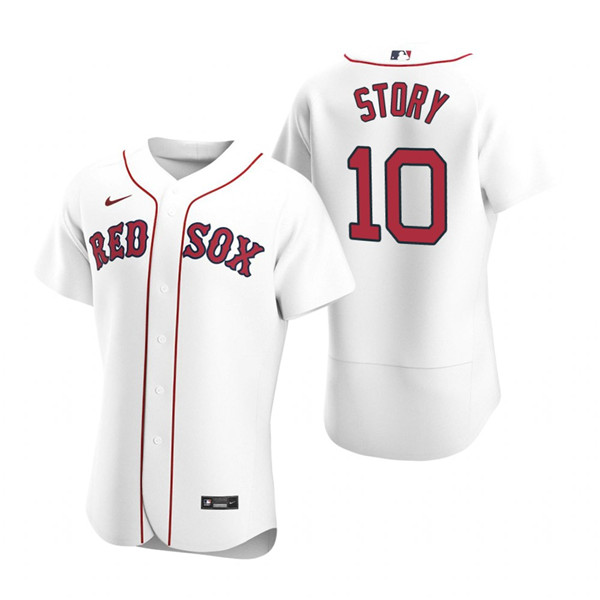 Personalized Men’s Boston Red Sox #10 Trevor Story White Flex Base Stitched Baseball Jersey
