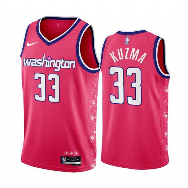 Personalized Men’s Washington Wizards #33 Kyle Kuzma 2022 23 Pink City Edition Limited Stitched Basketball Jersey