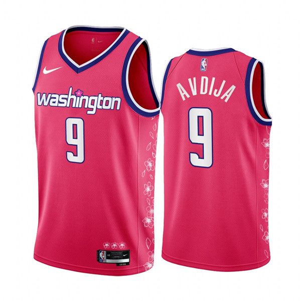 Personalized Men’s Washington Wizards #9 Deni Avdija 2022 23 Pink Cherry Blossom City Edition Limited Stitched Basketball Jersey