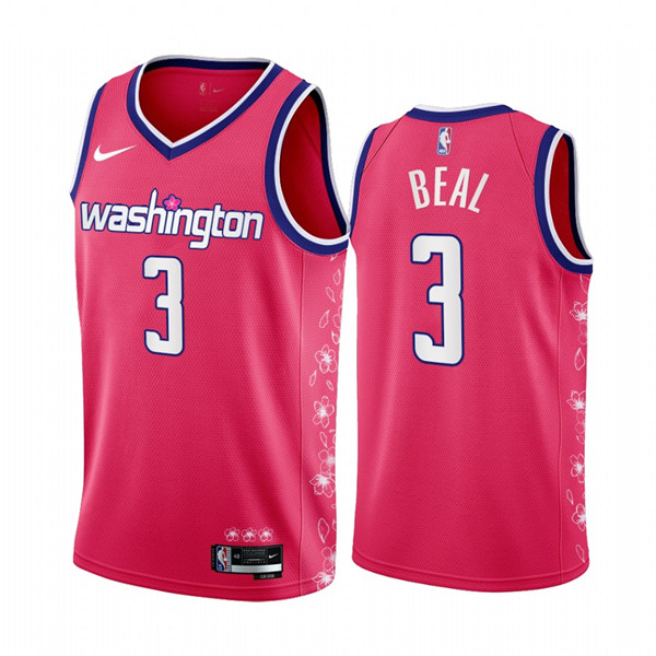 Personalized Men’s Washington Wizards #3 Bradley Beal 2022 23 Pink Cherry Blossom City Edition Limited Stitched Basketball Jersey