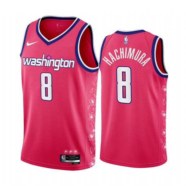 Personalized Men’s Washington Wizards #8 Rui Hachimura 2022 23 Pink Cherry Blossom City Edition Limited Stitched Basketball Jersey