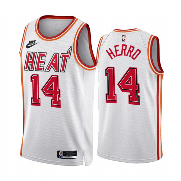 Personalized Men’s Miami Heat #14 Tyler Herro White Classic Edition Stitched Basketball Jersey