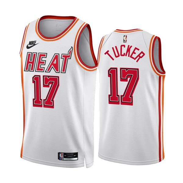 Personalized Men’s Miami Heat #17 P.J. Tucker White Classic Edition Stitched Basketball Jersey