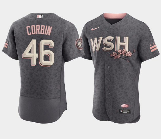 Personalized Men’s Washington Nationals #46 Patrick Corbin 2022 Grey City Connect Cherry Blossom Flex Base Stitched MLB Jersey