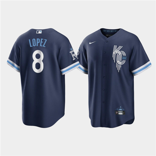 Personalized Men’s Kansas City Royals #8 Nicky Lopez 2022 Navy City Connect Cool Base Stitched Jersey