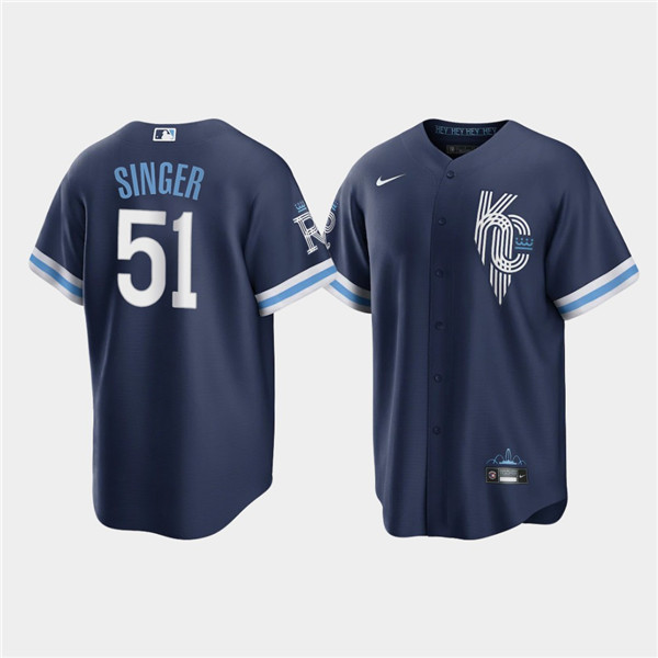 Personalized Men’s Kansas City Royals #51 Brady Singer 2022 Navy City Connect Cool Base Stitched Jersey