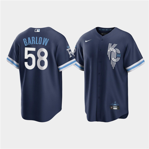 Personalized Men’s Kansas City Royals #58 Scott Barlow 2022 Navy City Connect Cool Base Stitched Jersey