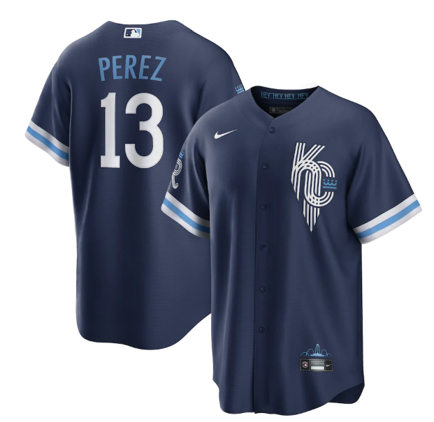 Personalized Men’s Kansas City Royals #13 Salvador Perez 2022 Navy City Connect Cool Base Stitched Jersey
