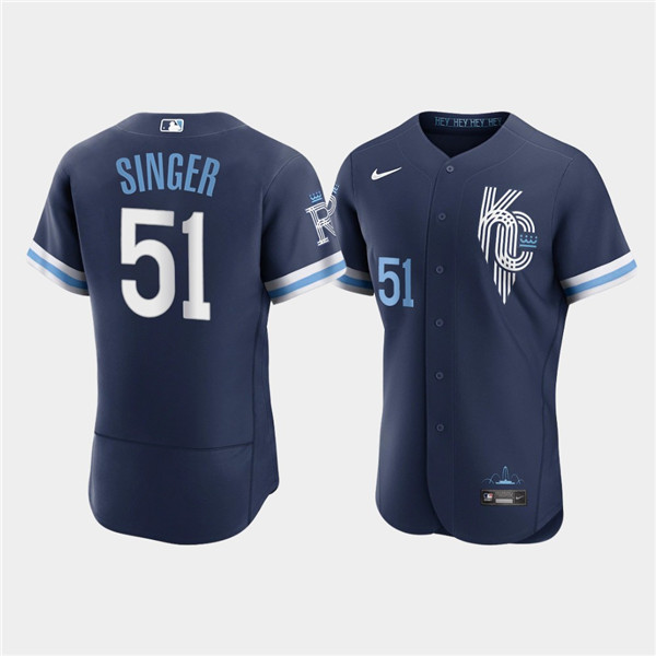 Personalized Men’s Kansas City Royals #51 Brady Singer 2022 Navy City Connect Flex Base Stitched MLB Jersey