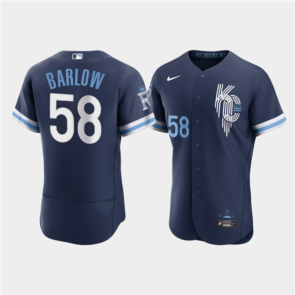 Personalized Men’s Kansas City Royals #58 Scott Barlow 2022 Navy City Connect Flex Base Stitched MLB Jersey
