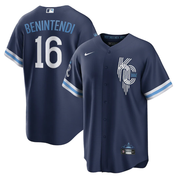 Personalized Men’s Kansas City Royals #16 Andrew Benintendi 2022 Navy City Connect Cool Base Stitched Jersey