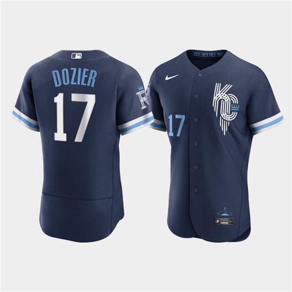 Personalized Men’s Kansas City Royals #17 Hunter Dozier 2022 Navy City Connect Flex Base Stitched MLB Jersey