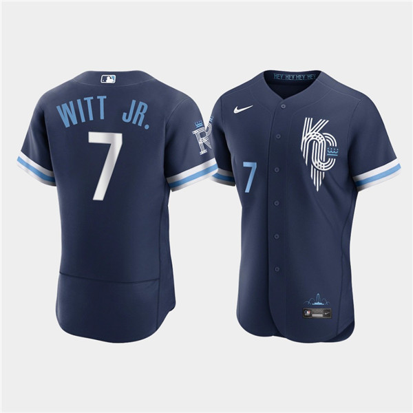 Personalized Men’s Kansas City Royals #7 Bobby Witt Jr. 2022 Navy City Connect Flex Base Stitched MLB Jersey