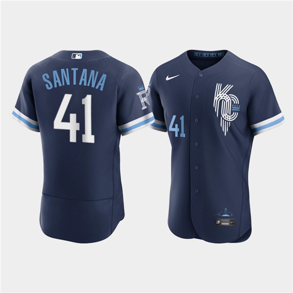 Personalized Men’s Kansas City Royals #41 Carlos Santana 2022 Navy City Connect Flex Base Stitched MLB Jersey