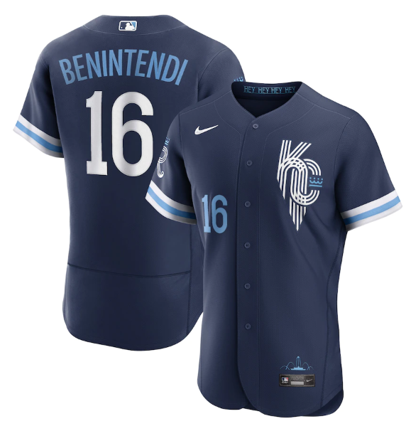 Personalized Men’s Kansas City Royals #16 Andrew Benintendi 2022 Navy City Connect Flex Base Stitched MLB Jersey