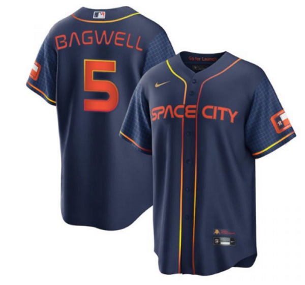 Personalized Men’s Houston Astros #5 Jeff Bagwell 2022 Navy City Connect Cool Base Stitched Jersey