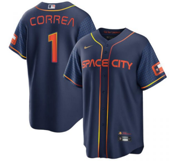 Personalized Men’s Houston Astros #1 Carlos Correa 2022 Navy City Connect Cool Base Stitched Jersey
