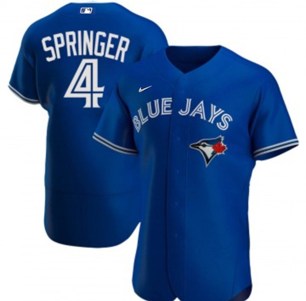 Personalized Men’s Toronto Blue Jays #4 George Springer Royal Flex Base Stitched Jersey