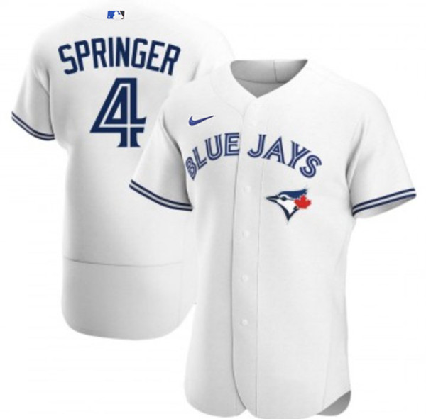 Personalized Men’s Toronto Blue Jays #4 George Springer 2020 White Flex Base Stitched Jersey