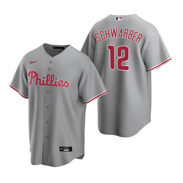 Personalized Men’s Philadelphia Phillies #12 Kyle Schwarber Grey Cool Base Stitched Jersey