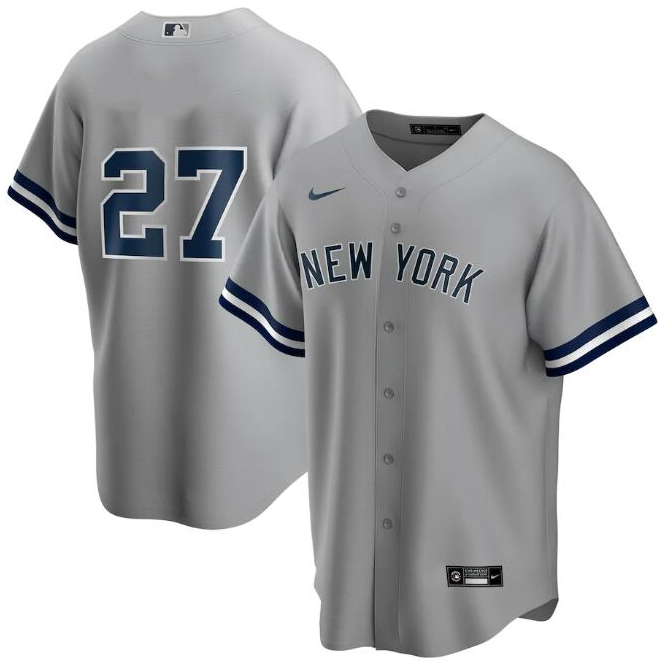 Personalized Men’s New York Yankees #27 Giancarlo Stanton Grey Cool Base Stitched Baseball Jersey