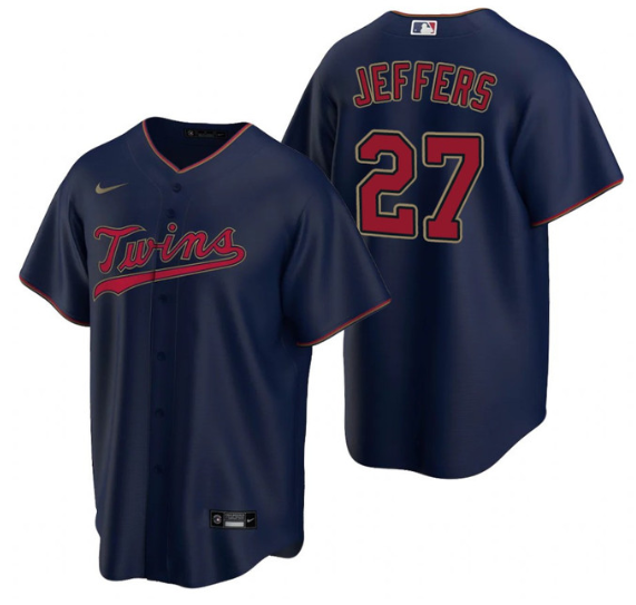 Personalized Men’s Minnesota Twins #27 Ryan Jeffers Navy Cool Base Stitched Jersey