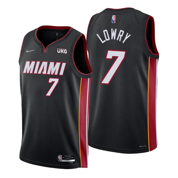 Personalized Men’s Miami Heat #7 Kyle Lowry Black Icon Edition 75th Anniversary Stitched Jersey