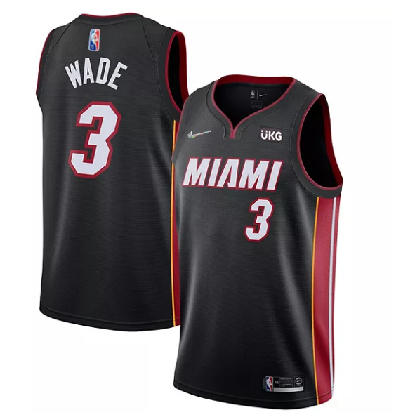Personalized Men’s Miami Heat #3 Dwyane Wade Black Icon Edition 75th Anniversary Stitched Jersey