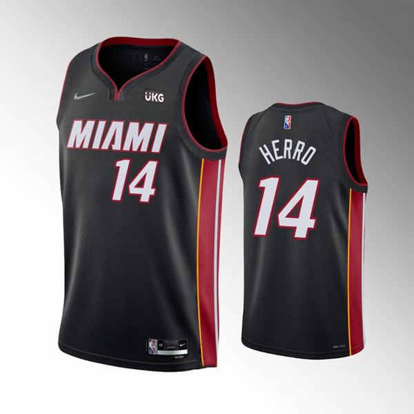 Personalized Men’s Miami Heat #14 Tyler Herro Black Icon Edition 75th Anniversary Stitched Jersey