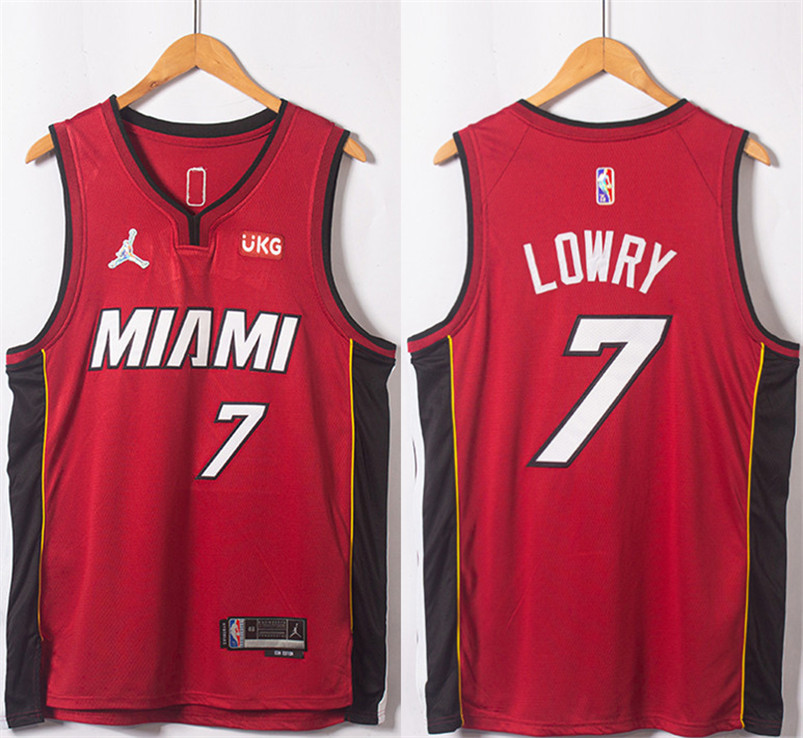Personalized Men’s Miami Heat #7 Kyle Lowry Red Statement Edition 75th Anniversary Stitched Jersey