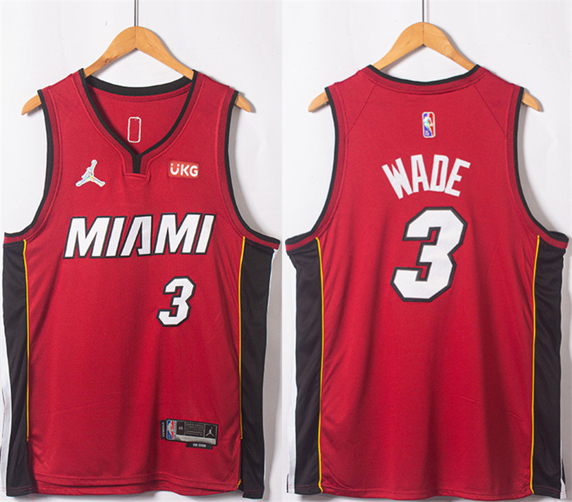Personalized Men’s Miami Heat #3 Dwyane Wade Red Statement Edition 75th Anniversary Stitched Jersey