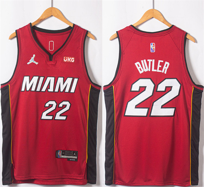 Personalized Men’s Miami Heat #22 Jimmy Butler Red Statement Edition 75th Anniversary Stitched Jersey