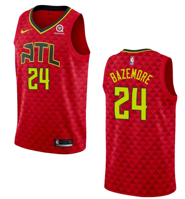 Personalized Men’s Atlanta Hawks #24 Kent Bazemore Red Statement Edition Stitched Jersey