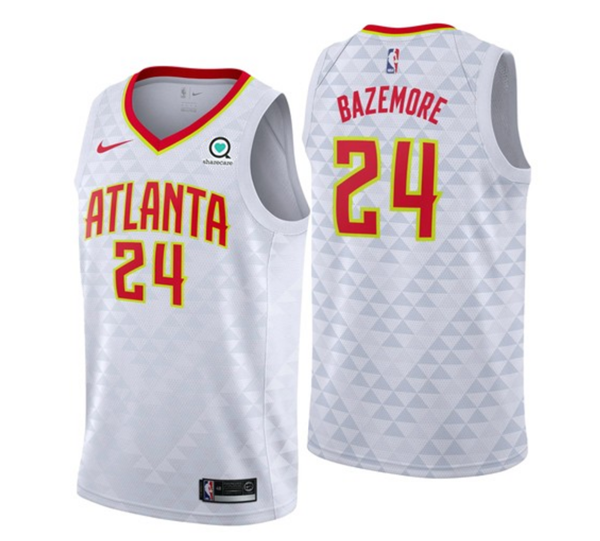 Personalized Men’s Atlanta Hawks #24 Kent Bazemore White Association Edition Stitched Jersey