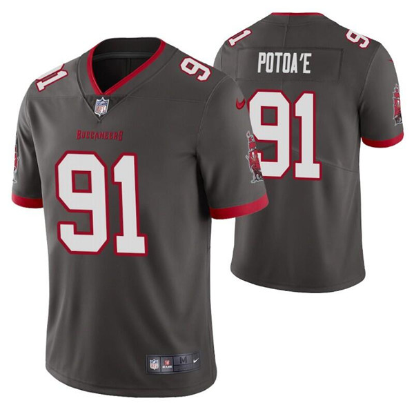 Personalized Men’s Tampa Bay Buccaneers #91 Benning Potoa’e Grey Untouchable Limited Stitched Jersey