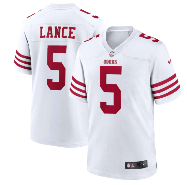 Personalized Men’s San Francisco 49ers #5 Trey Lance 2022 New White Stitched Game Jersey