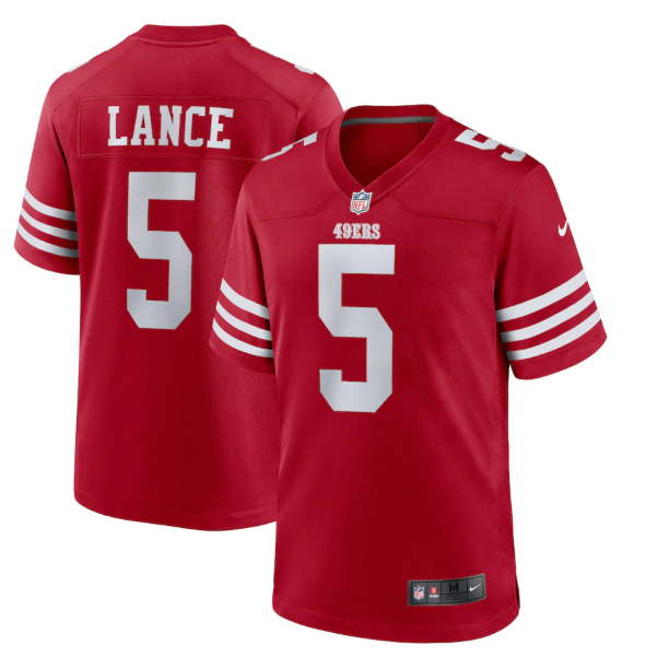 Personalized Men’s San Francisco 49ers #5 Trey Lance 2022 New Scarlet Stitched Game Jersey