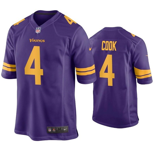 Personalized Men’s Minnesota Vikings #4 Dalvin Cook Purple Color Rush Stitched Game Jersey