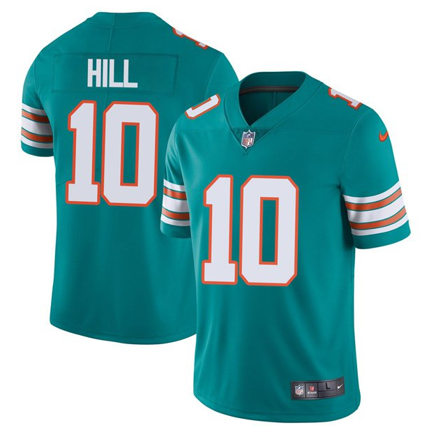 Personalized Men’s Miami Dolphins #10 Tyreek Hill Aqua Color Rush Limited Stitched Football Jersey