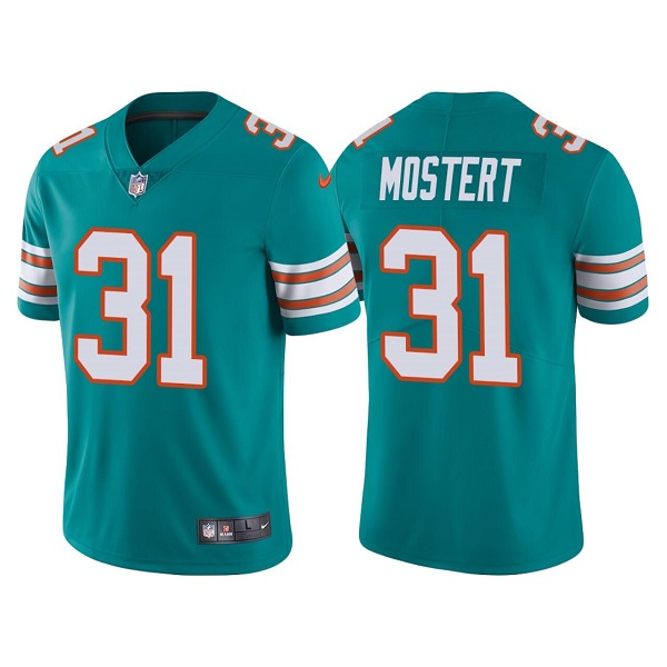 Personalized Men’s Miami Dolphins #31 Raheem Mostert Aqua Color Rush Limited Stitched Football Jersey