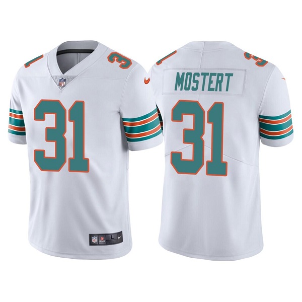 Personalized Men’s Miami Dolphins #31 Raheem Mostert White Color Rush Limited Stitched Football Jersey