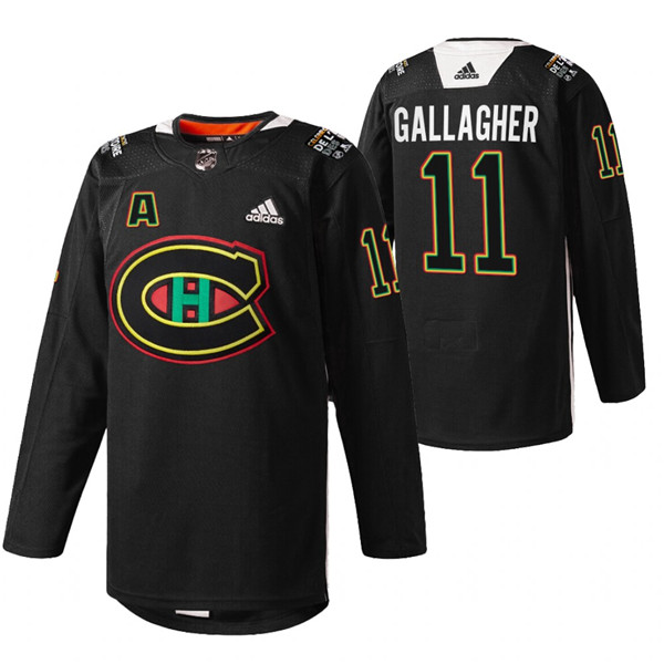 Personalized Men’s Montreal Canadiens #11 Brendan Gallagher 2022 Black Warm Up History Night Stitched Jersey