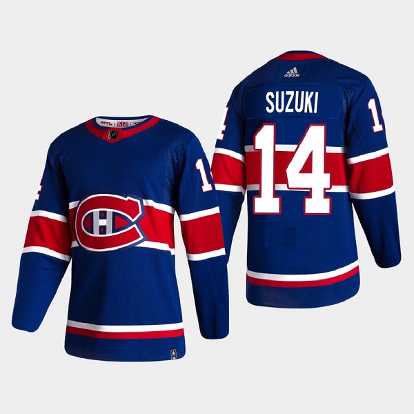 Personalized Men’s Montreal Canadiens #14 Nick Suzuki Blue Stitched Jersey