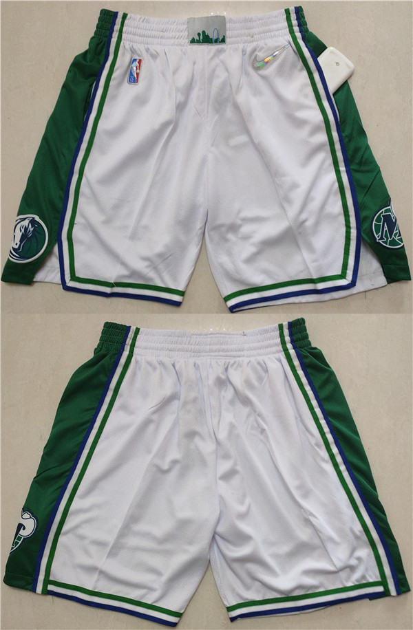 Personalized Men’s Dallas Mavericks White-Green 75th Anniversary Shorts (Run Small)