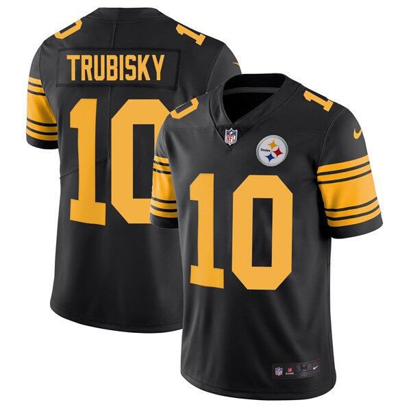 Personalized Youth Pittsburgh Steelers #10 Mitchell Trubisk Black Color Rush Limited Stitched Jersey