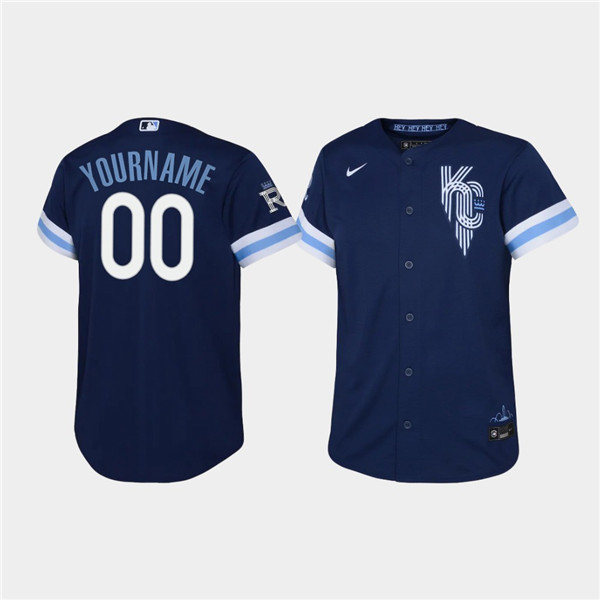 Personalized Youth Kansas City Royals Active Player 2022 Navy City Connect Stitched Baseball Jersey